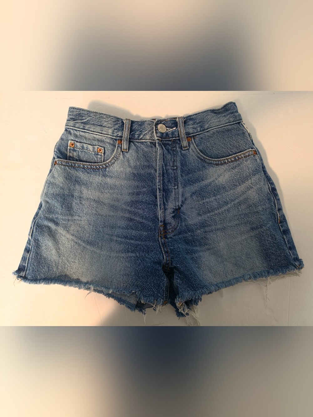 Classic High-Rise Blue Denim Shorts